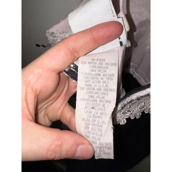 Vintage Lace Bodice Maxi Dress Sz S Floral Black Slit Whimsygoth HoCo Prom 90s - Picture 13 of 14